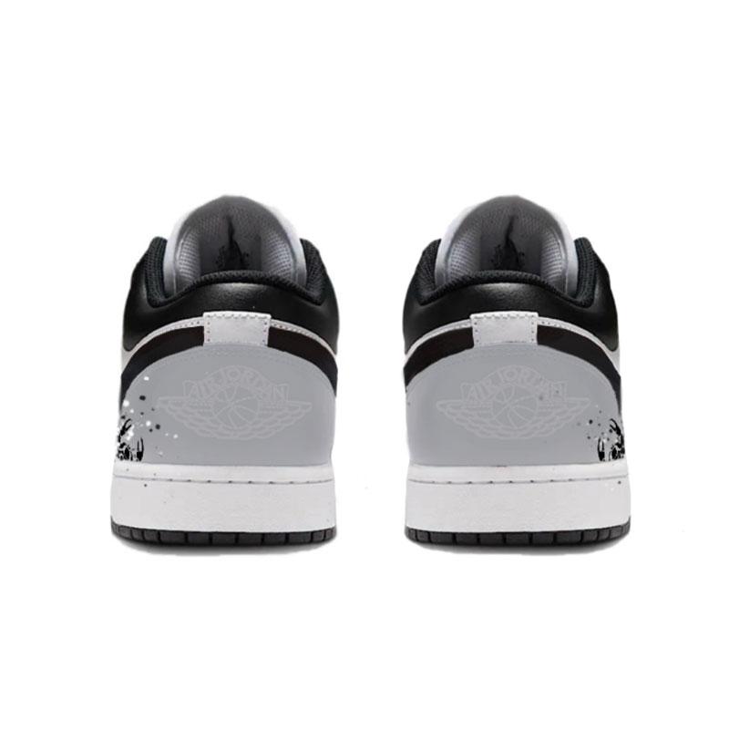 Jordan 1 Gray Ink Assassin Abrasion Resistant Low Top Vintage Basketball Shoes Men's Black Gray 553558-165(Team1267-)