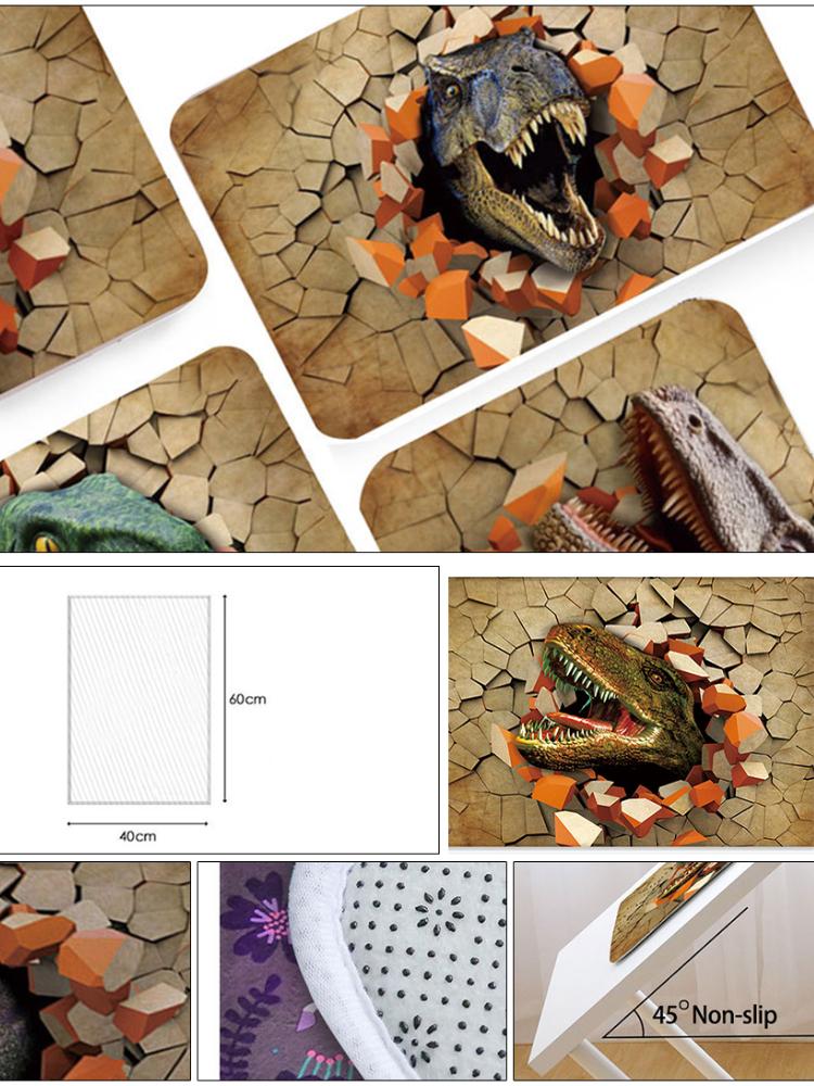40*60cm 3D Creative Animal Dinosaur Pattern Non-slip Bath Mat Bathroom Absorbent Rug Flannel Floor Mat Kitchen Floor Mat
