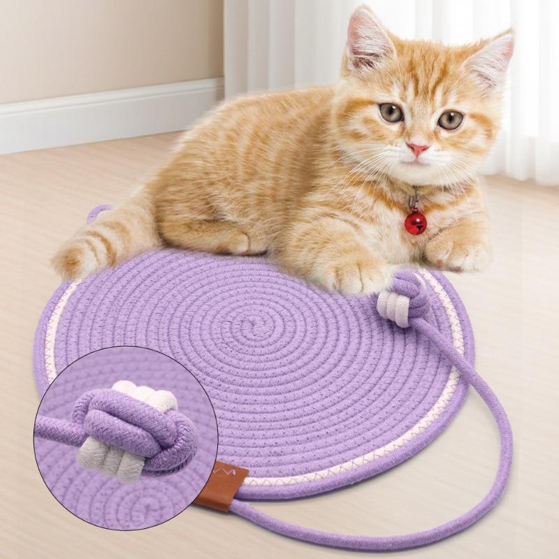 Woven Cotton Rope Cat Scratch Pad, Self-heating Scratching Cat Crawling Pad, Pet Cat Scratch Board, Washable and Non-flaking Cat Paw Pad