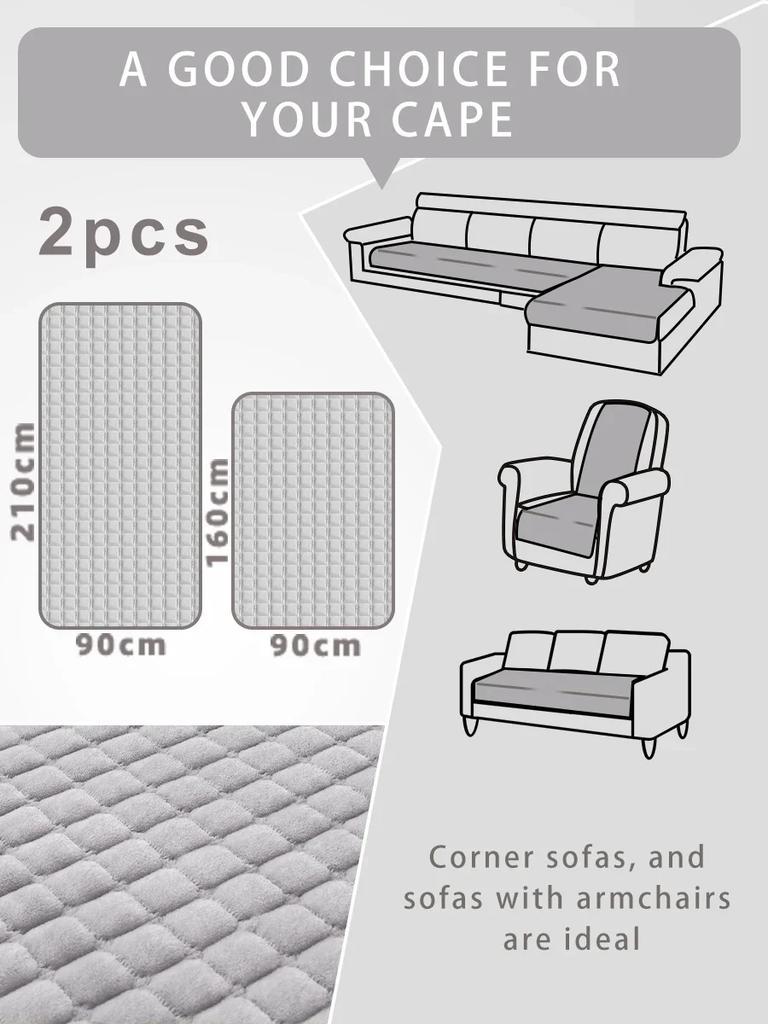 L-Shaped Corner Flannel Sofa Cover Universal Living Room Sofa Cover