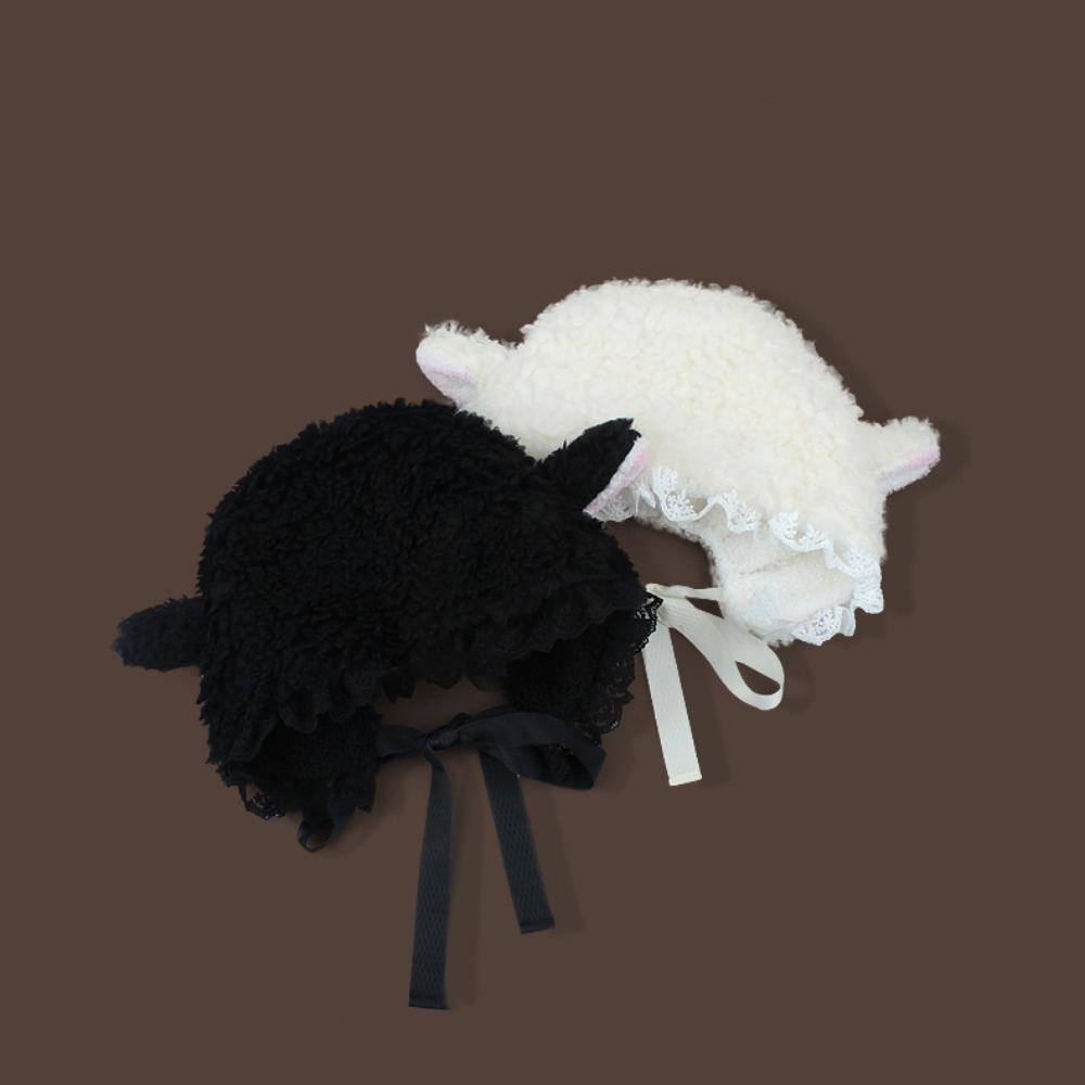 Y2K Schafsohren Plüschmütze Japanischer Stil Ohrenschutzkappe Randlose Beanie Lammwollmützen Frauen