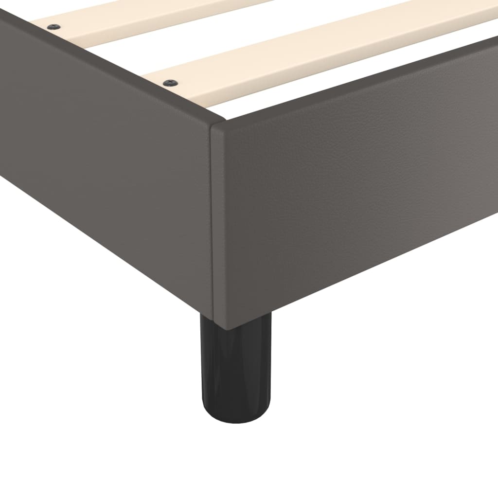 Box Spring Bed Frame Gray 90 X 190 Cm Faux Leather