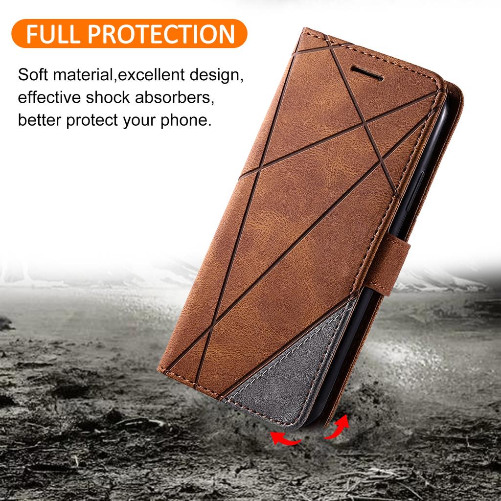 Leather Case for Honor X9c 5G/Magic7 Lite 5G/X60 Pro 5G Imprinted Lines Splicing Wallet Phone Cover