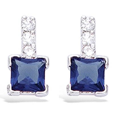 [N6890] - Silver Earrings 'Sissi' White Sapphire (rhodium-plated) - 12x6 Mm
