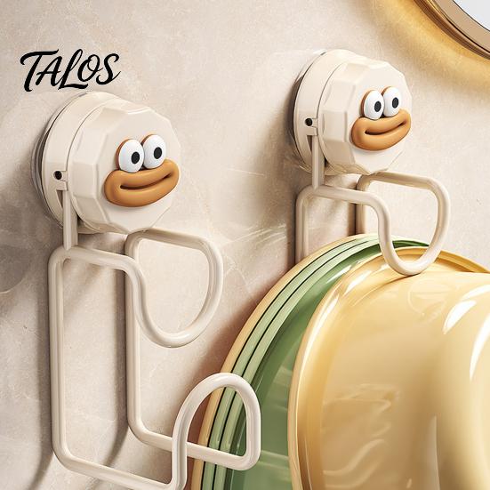 Heavy Duty Suction Hook for Wet Room Cup Washbasins, No Punch Vacuum Hanger, Rust Proof Metal Basin Holder Cartoon Design Reusable Anti Organizer