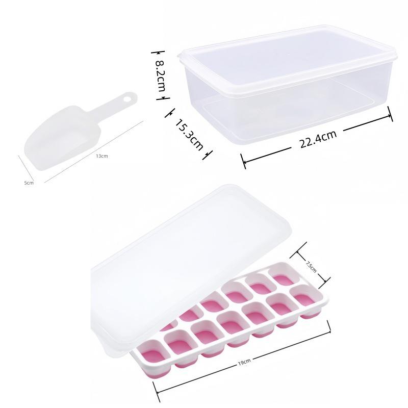 Cross-Border Ice Cube Tray - 14 Grids with Lid, Large Capacity Mold for Household Ice Storage