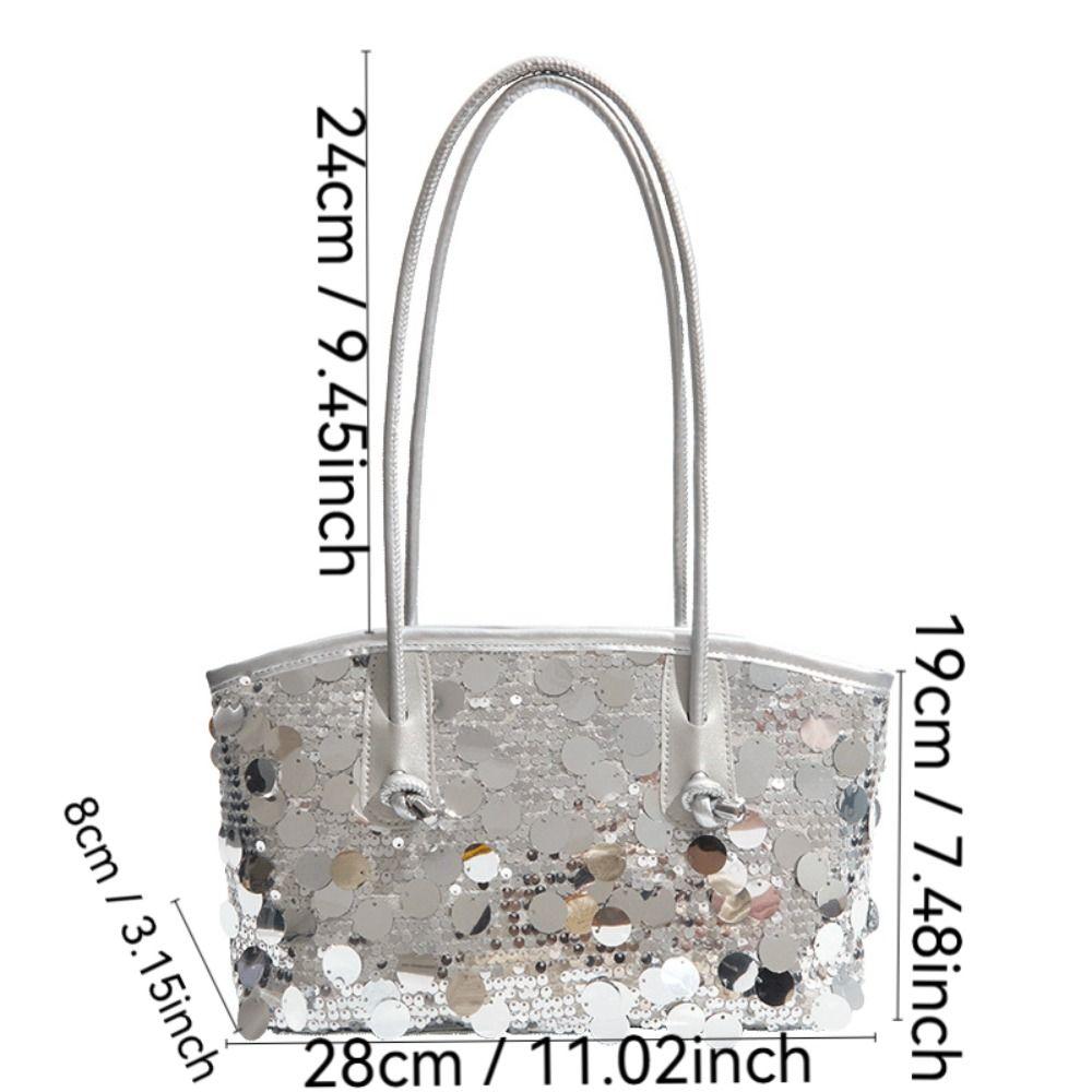 New Shiny Sequins Tote Bag Glitter Large Capacity Shoulder Bag Underarm Bag Women