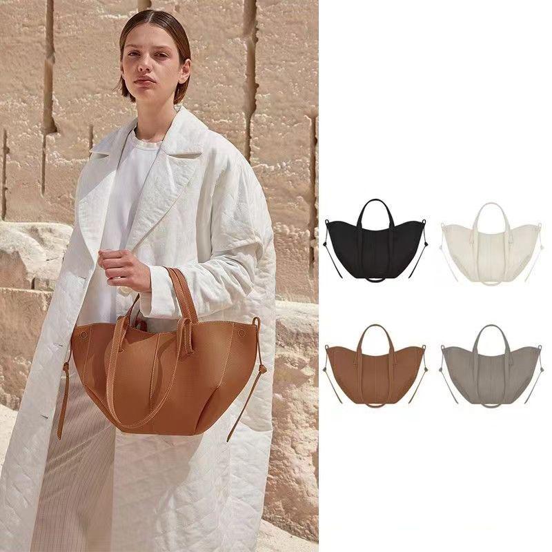 Spring New Lychee Pattern Women's Tote Bag Fashion Simple High Capacity Dumpling Bucket Bag Ladies Solid Color Shoulder Underarm Bags with Small Pouch