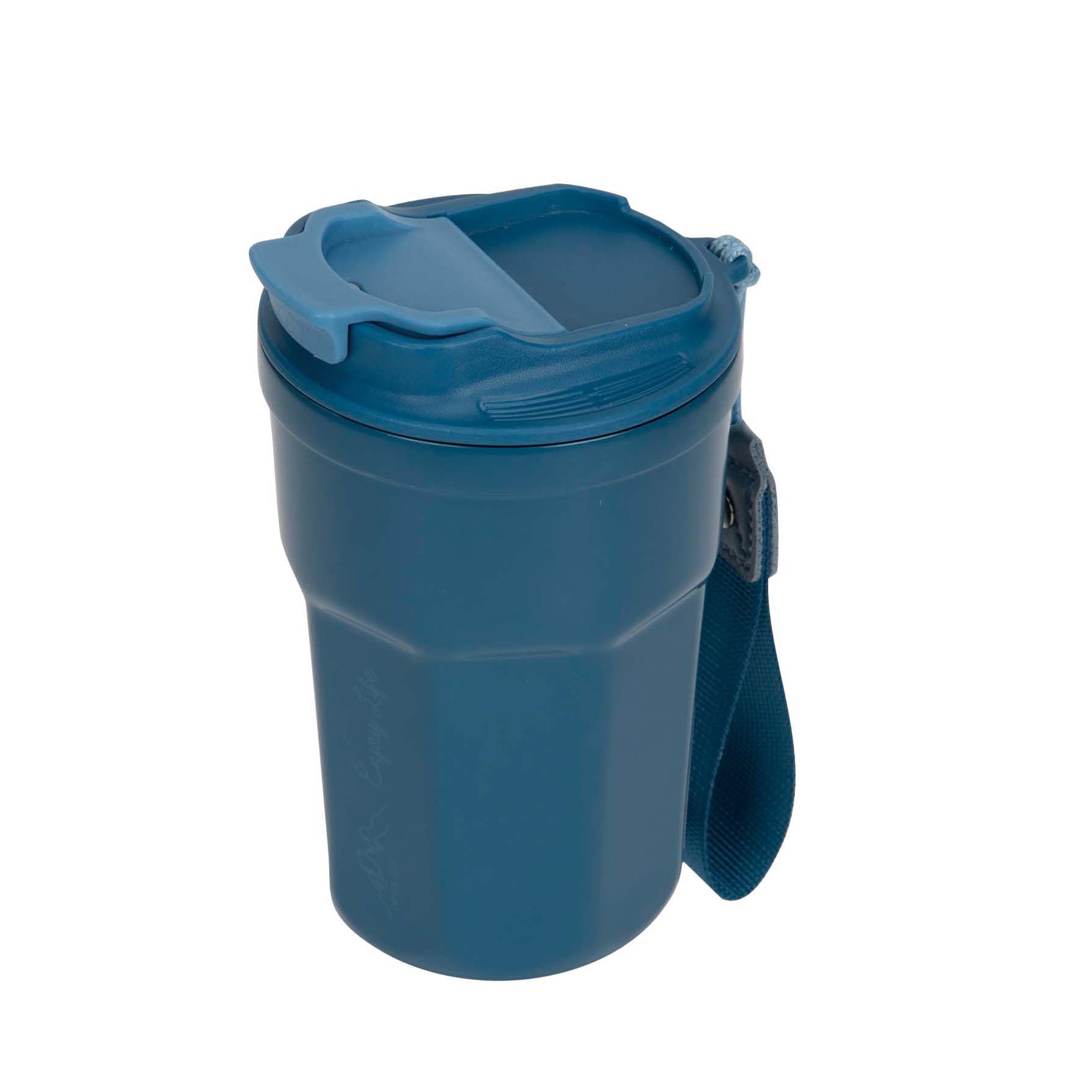 

Captain Stag Outdoor Flip Lid with Lid and Monte (CAPTAIN STAG) Cup/Mug/Tumbler, Vacuum-Sealed Double-Sided Tumbler, 350ml, Insulated, Strap, Blue, синий