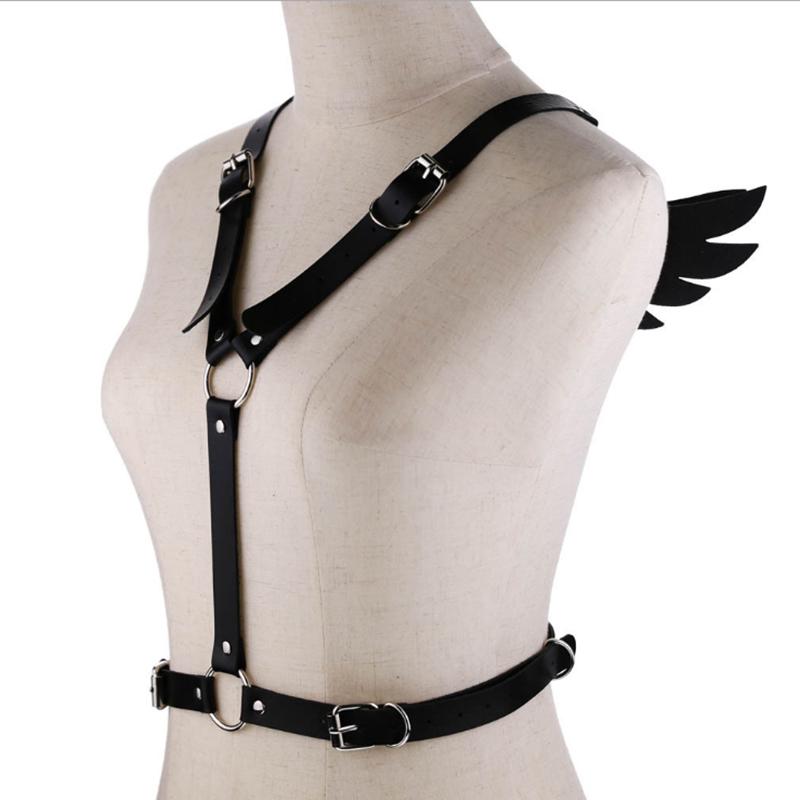 Women Gothic Sexy Leather Angel Body Harness Belt Angel Wings Harness Waist Belt