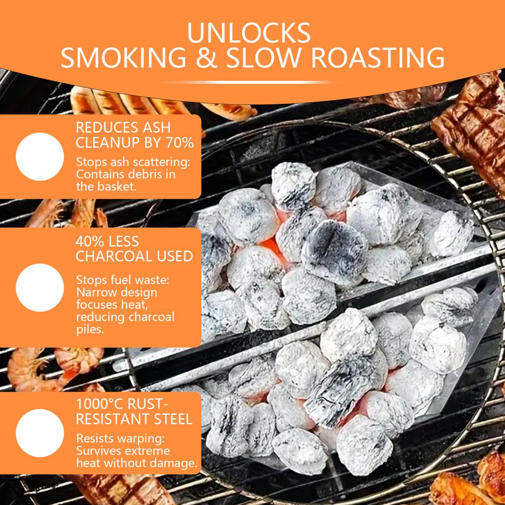 2PCS BBQ Stainless Steel Charcoal Basket for Weber Char-Basket Charcoal Holders Compatible with Weber 22 inch Charcoal Container