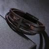 Men's Vintage Cross Leather Bracelet with Magnetic Clasp & Braided Design for Fashion Jewelry Gift