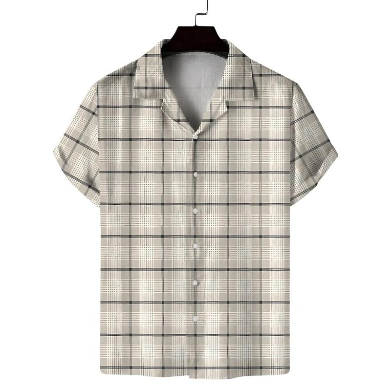 New Summer Shirt Men's Short-sleeved Plaid Design Casual Commuting Fashion All-match Personality Breathable Daily