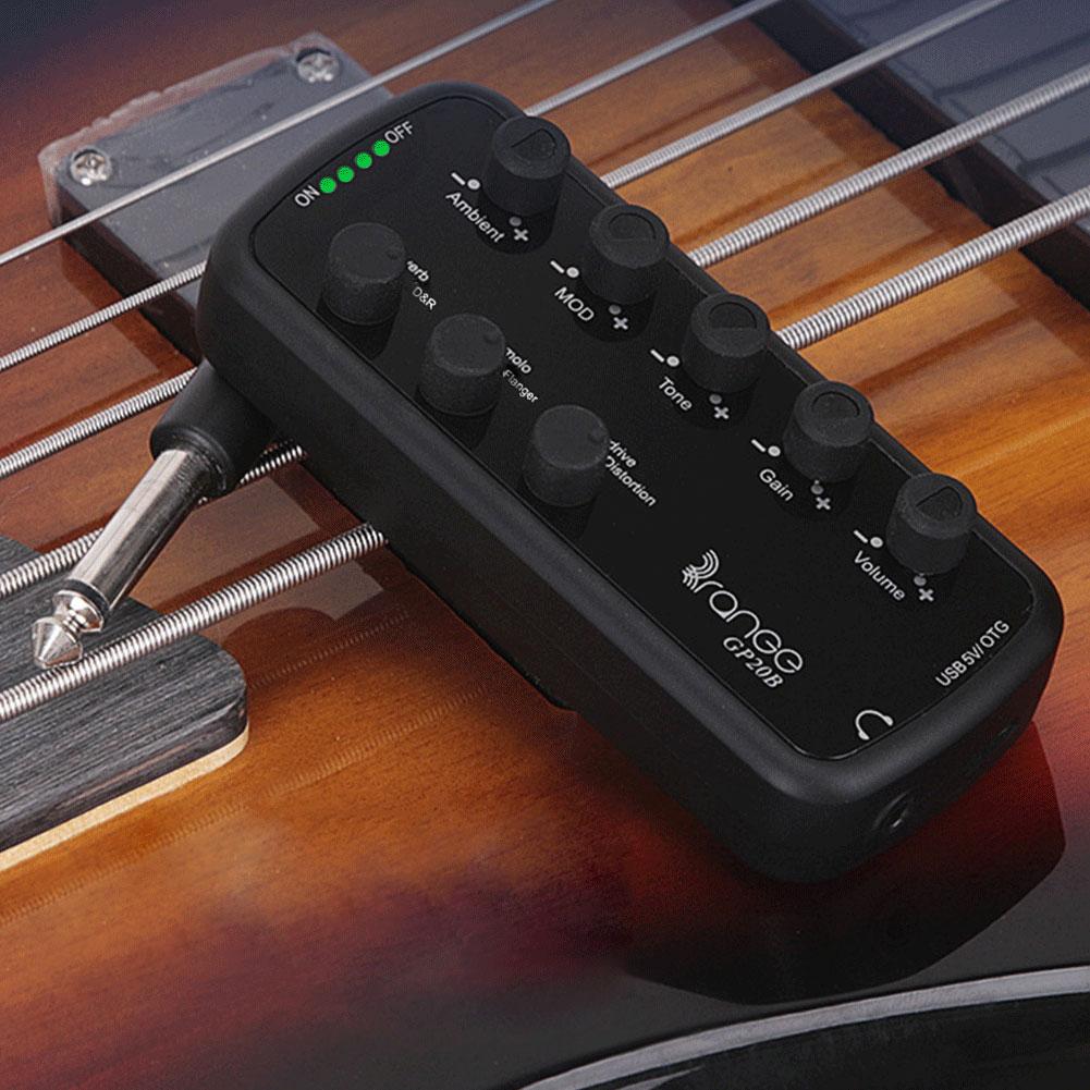 Electric Guitar Headphone Amplifier USB Chargable Acoustic Overdrive Distortion Tone Guitar Plug Amp Headphone Mini Amplifier