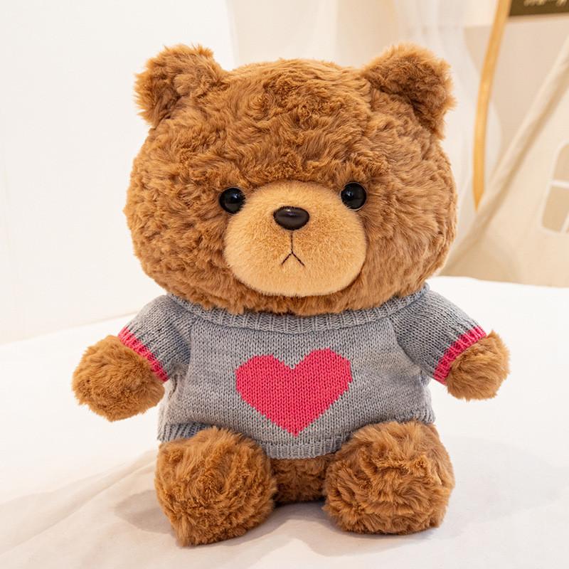 Cute Sweater Teddy Bear Plush Stuffed Animal With Pp Cotton For Kids Decor Gift
