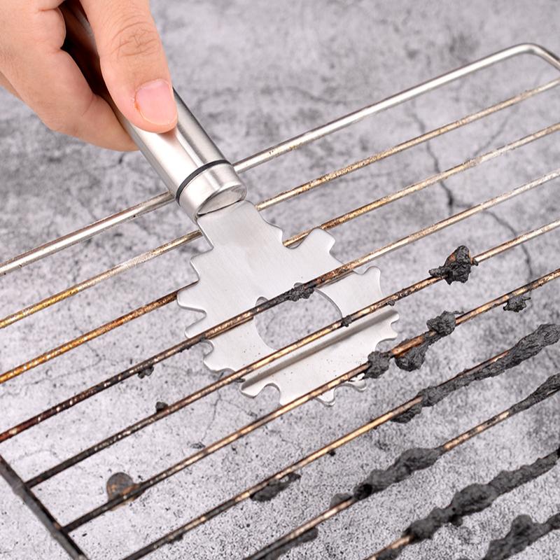 BBQ Grill Scraper Kitchen Gadgets Stainless Steel Cleaner Grill Mesh Scraper Outdoor Multifunction Grill Mesh Cleaning Tools New
