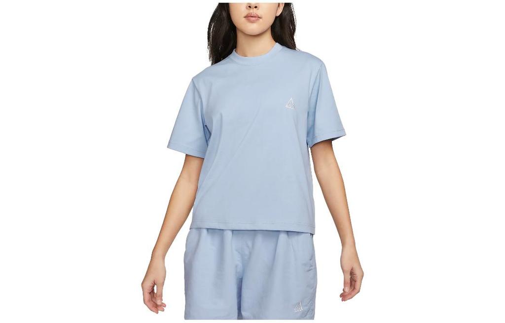 Nike ACG T Shirts Women's Sky Blue Crew Neck Moderate Straight Fit DJ3647-415