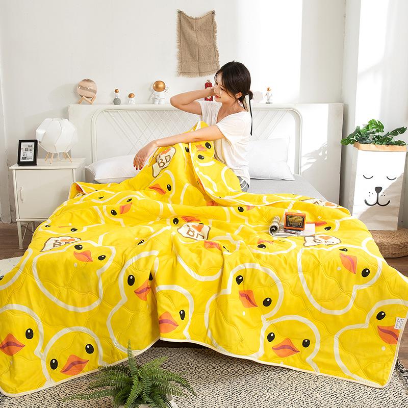 New Printed Quilt Washed Cotton Quilt Spring and Autumn Quilt Summer Cool Quilt Thin Blanket Home Textiles Machine Washable Skin Friendly Bedding