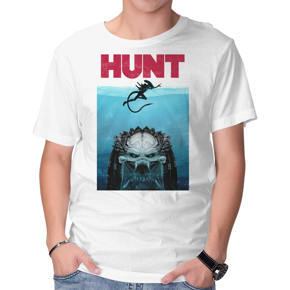 Unisex Crew Neck T-Shirt Hunt Graphic Short Sleeve Casual Tee L