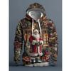 Felpa con Cappuccio a Tema Natalizio Cartone Animato per Uomo Donna Babbo Natale Renna Stampe 3D Felpe Pullover Casual Top Maglia a Maniche Lunghe