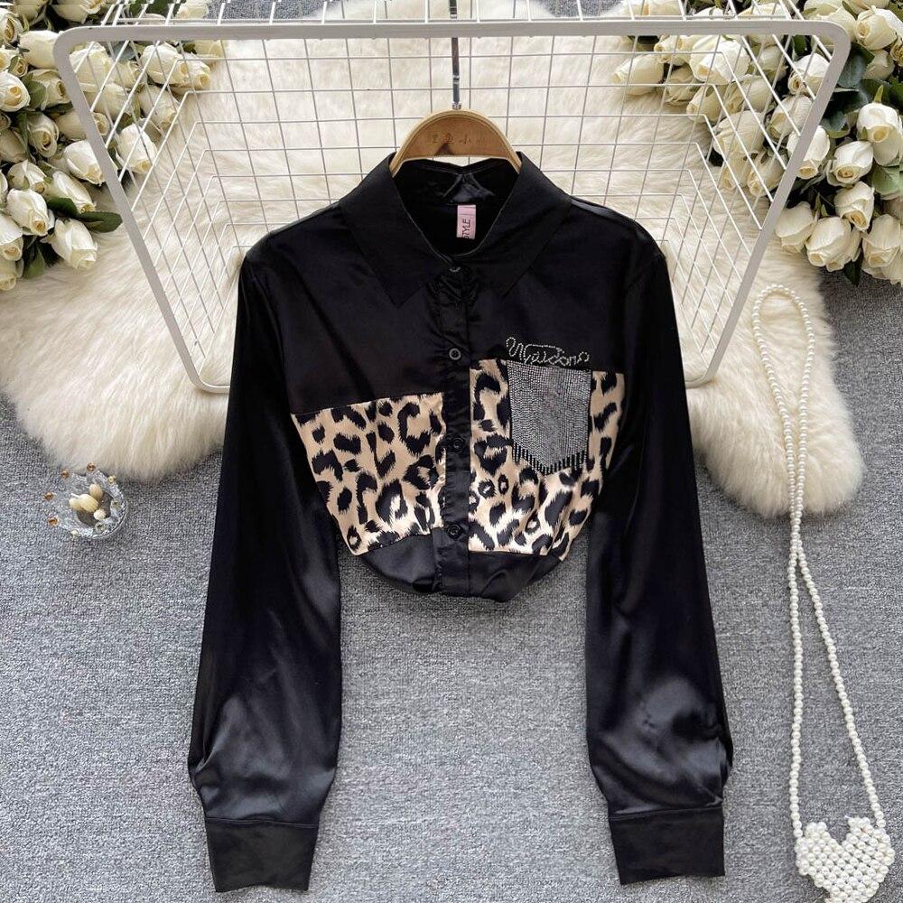 

Осенний элитный ретро-шикарный нишевый дизайн с леопардовым принтом и темпераментным топом с длинными рукавами