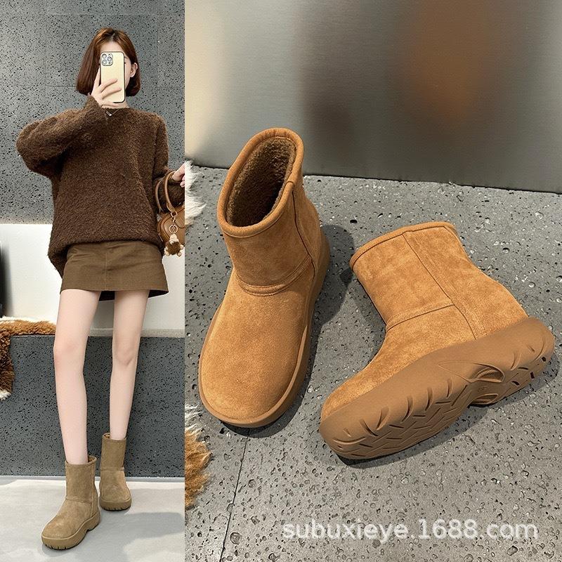 Snow boots women's winter velvet thickened waterproof sub-zero thick-soled casual short boots tide