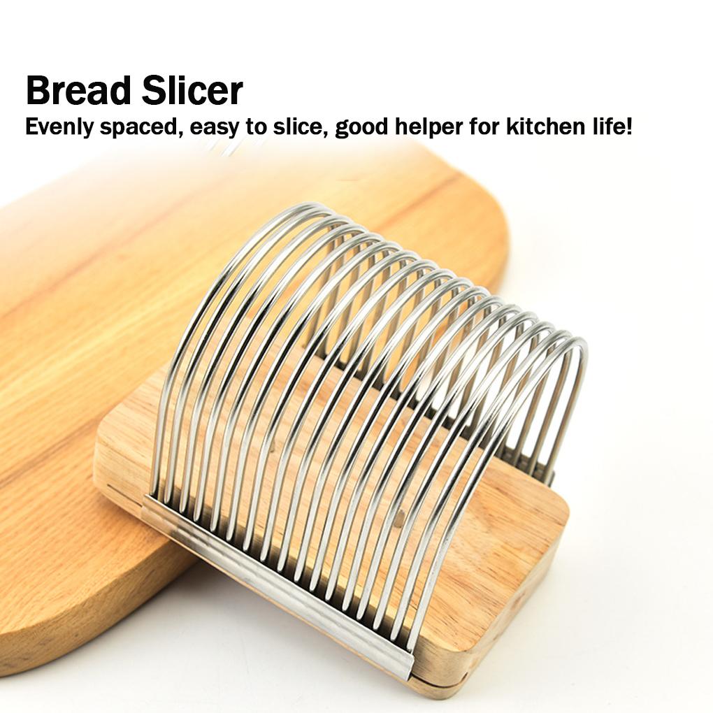 High Hardness Kitchen Slicer With Fixed Base For Uniform Toast Cutting Wooden Seat Toast Slicer