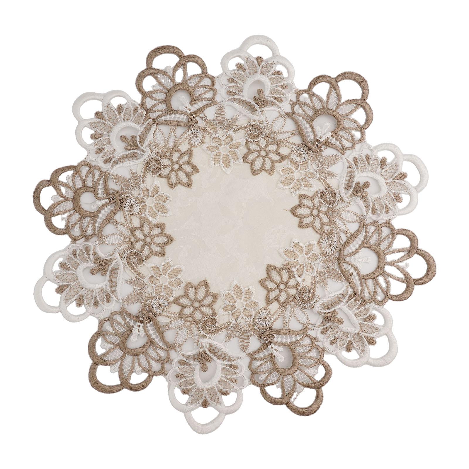 

1 Piece Round Tablecloth Lace Floral Embroidered Table Cloth Dustproof Home Dining Table Cafe Wedding Decor S