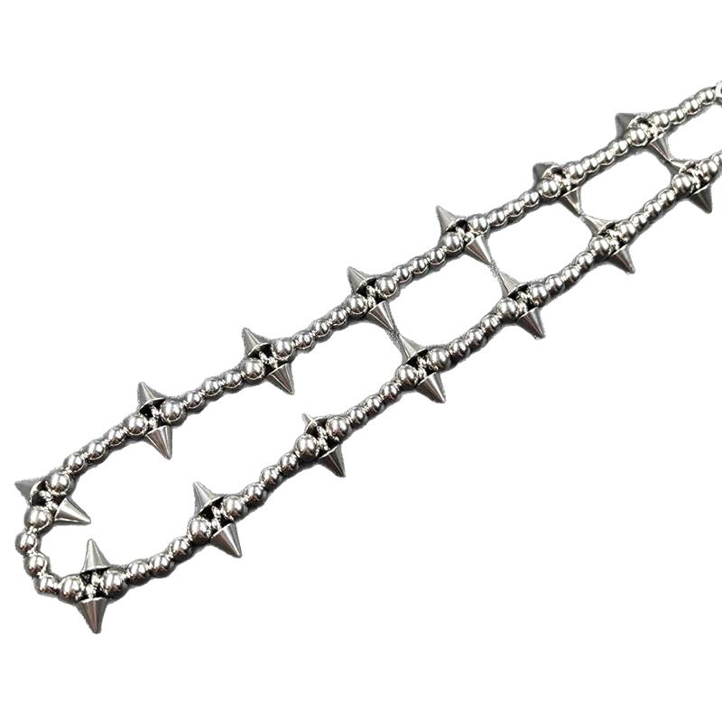 Fashion Punk Spike Chokers Necklaces Goth Metal Bead Cross Rivet Necklace Titanium Steel Link Chain Rock Night Club Jewelry