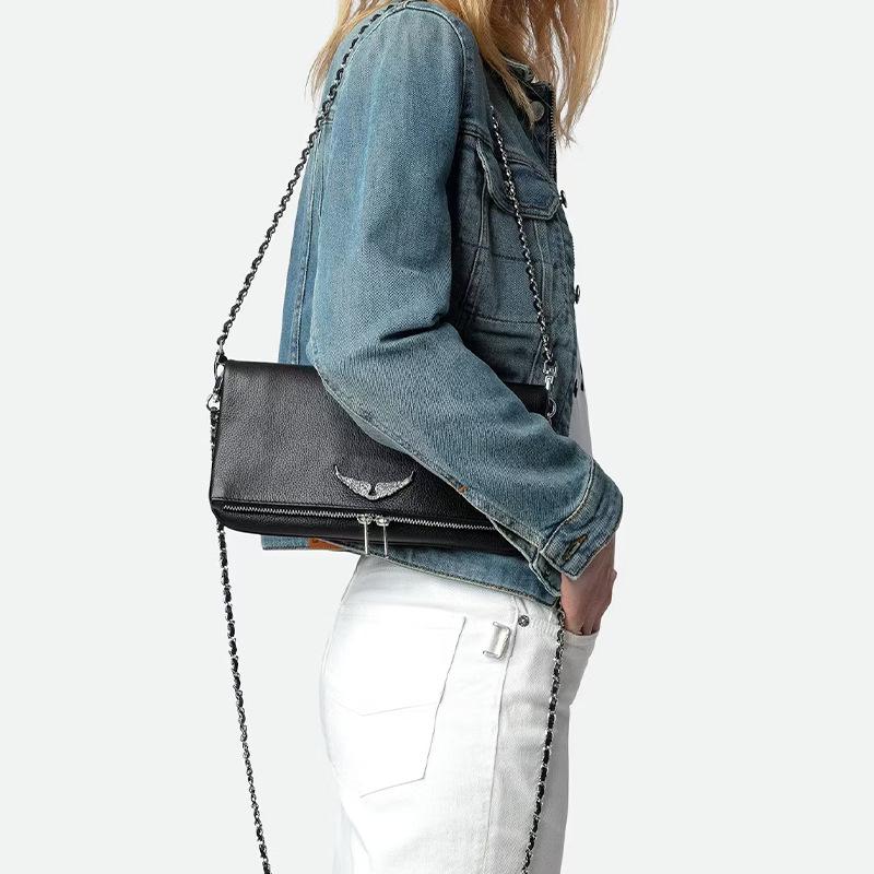 Francuska Klasyczna Mała Kwadratowa Torebka ze Skóry Naturalnej - Wszechstronna Torebka na Ramię/Listonoszka z Skrzydłami - Moda Europejska i Amerykańska