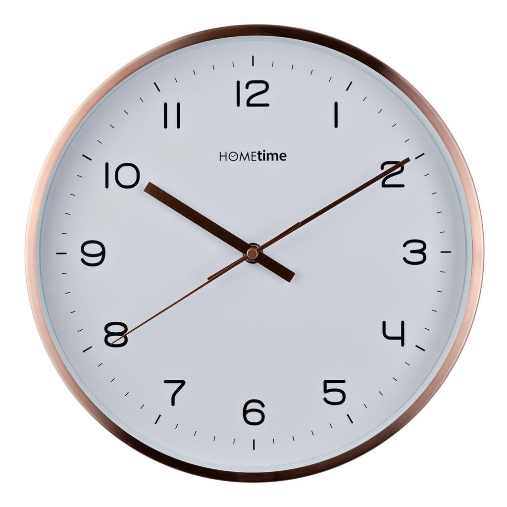 Hometime Round Rose Gold Metal Wall Clock White Dial 12