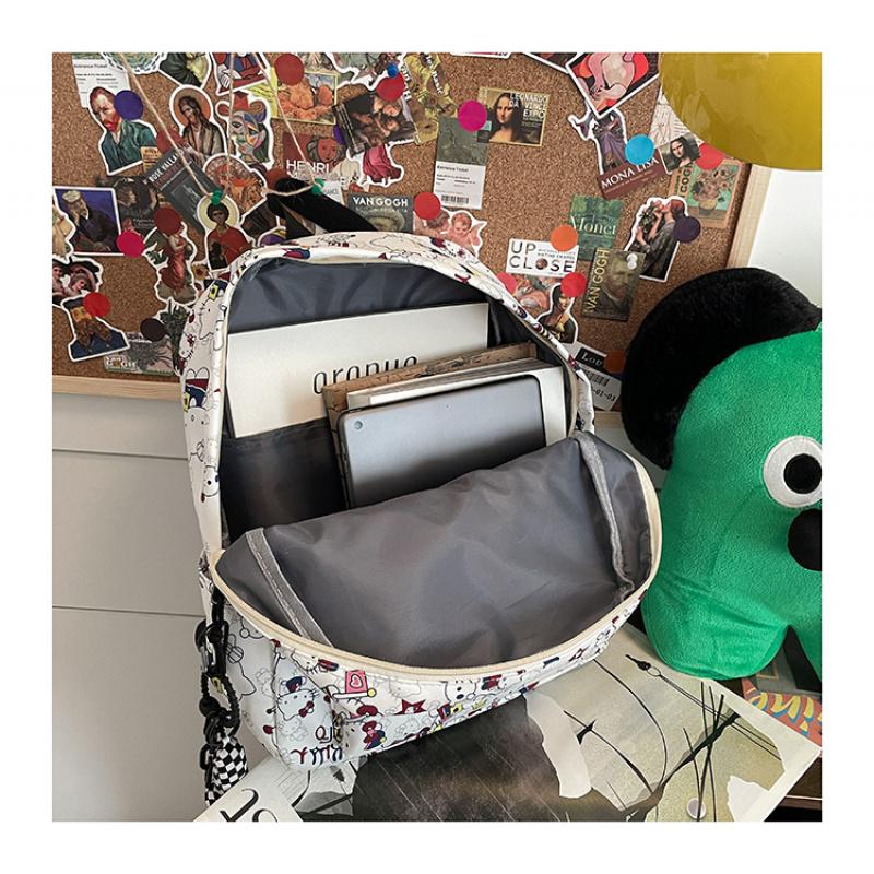 New Printed Graffiti Cute Backpack Large Capacity Casual Student Schoolbag Versatile Trendy Backpack