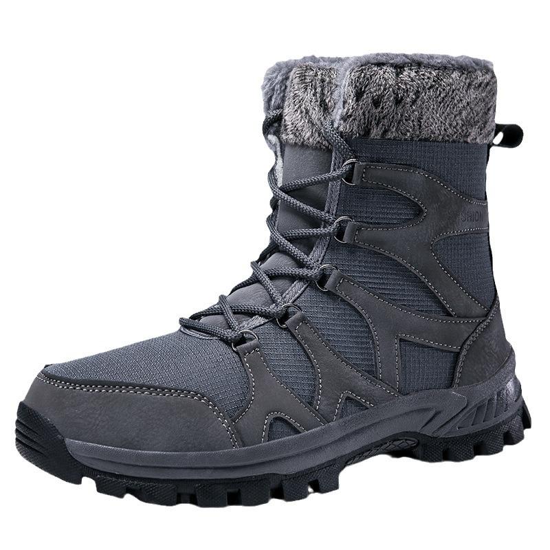 Winter fashion high-top hiking shoes for men and women outdoor thickened non-slip snow boots velvet warm breathable cotton shoes