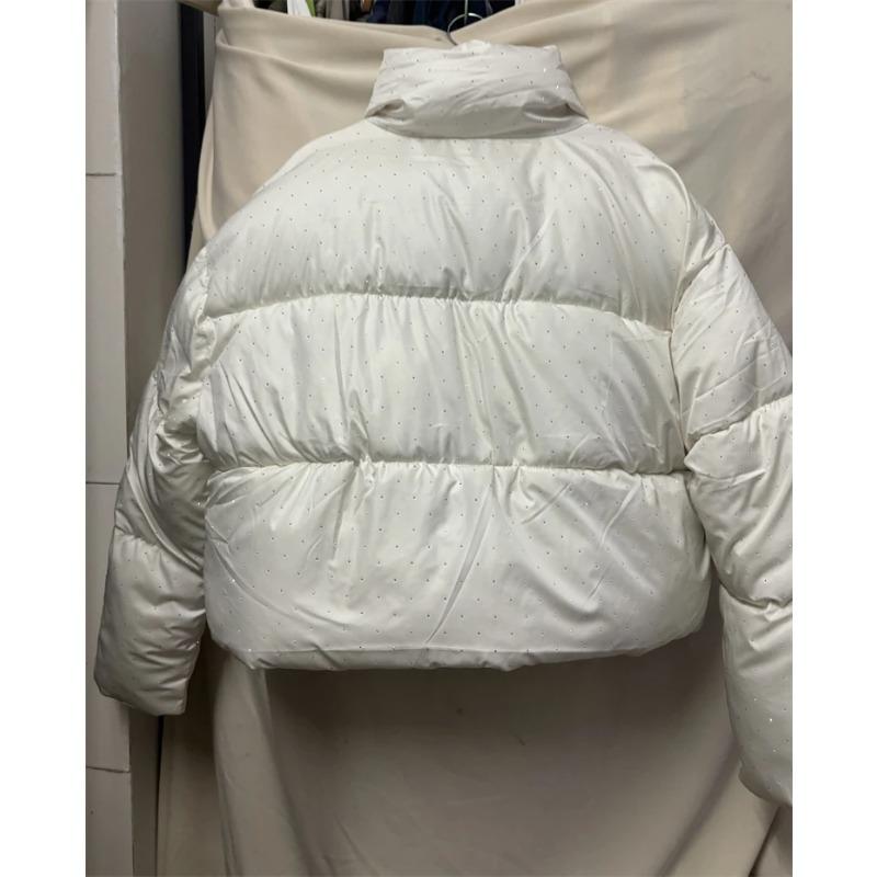 Parka de iarnă pentru femei Îmbrăcăminte exterioară Paltoane scurte Palton coreean cu strasuri Jachete groase de puf calde pentru doamne