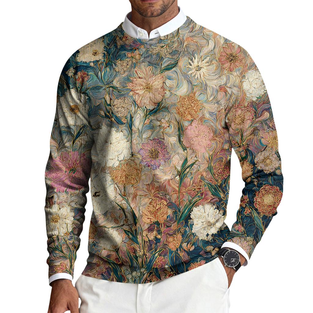 Herren Rundhals Langarm Rippstrick Pullover