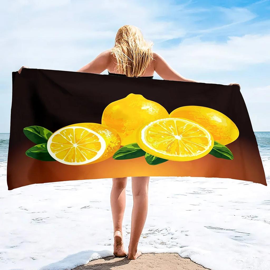 Asciugamani da Spiaggia Gialli al Limone in Microfibra, Asciugamano Coperta Sottile Morbido Assorbente Sovradimensionato, Leggero Asciugatura Rapida e Senza Sabbia Asciugamano da Bagno