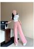 Spring 2026 Plus Size Women's Drawstring Elastic Waist Wide Leg Suit Pants
