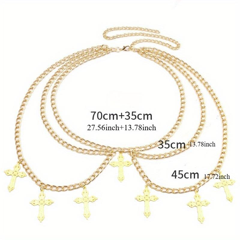 1PC Hollow cross pendant wave side swing chain waist chain Sexy multi-layer body chain Yabi accessories Multi-layer cross belt chain accessories