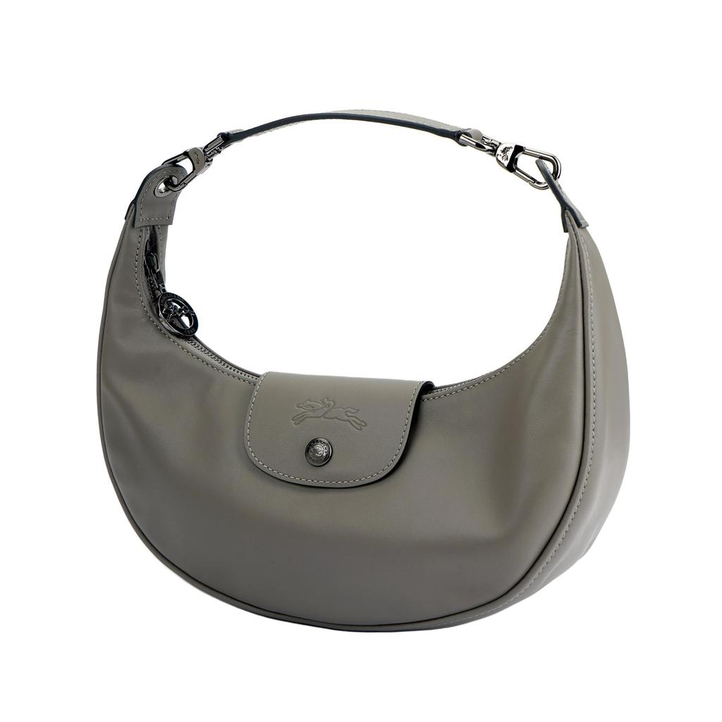 Longchamp Le Pliage Classic Leather Shoulder Bag Small Women Bags Dove-Gray 10316987P55