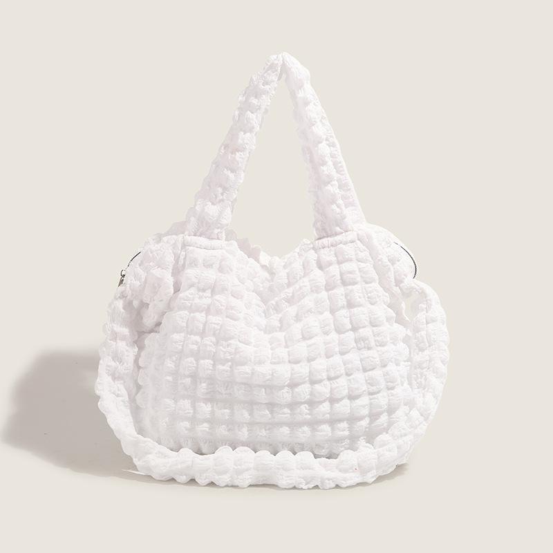 

Корейская версия плиссированной милой сумки-пуфа Cloud 2024, новая сумка-пузырь, сумка-тоут большой вместимости, женская сумка-мессенджер белый