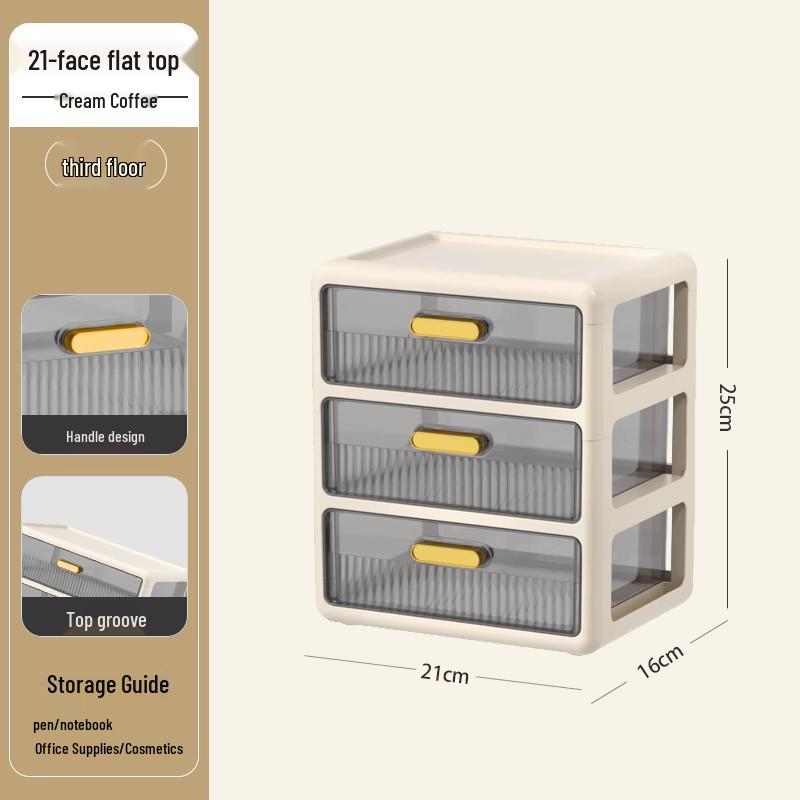 Multi-layer Desktop Organizer: Drawer-Type Storage Box for Office Supplies, Stationery, and Cosmetics