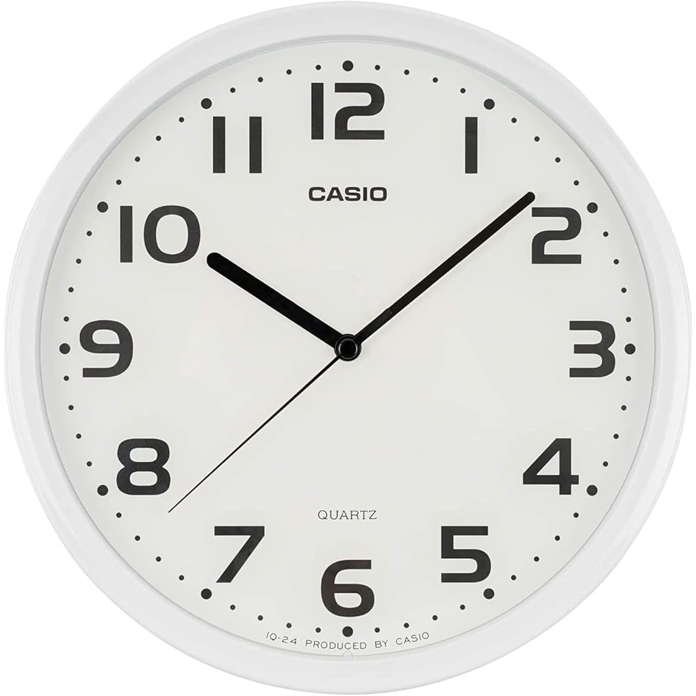 Casio Wall Clock, White, Analog, Standard, Step Second Hand, Simple, IQ-24-7JF