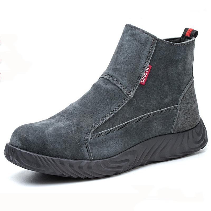 Men's Work Shoes Anti Scalding Welding Boots Steel Safety Boots Men Puncture-Proof Indestructible Shoes Cowhide Protective Shoes
