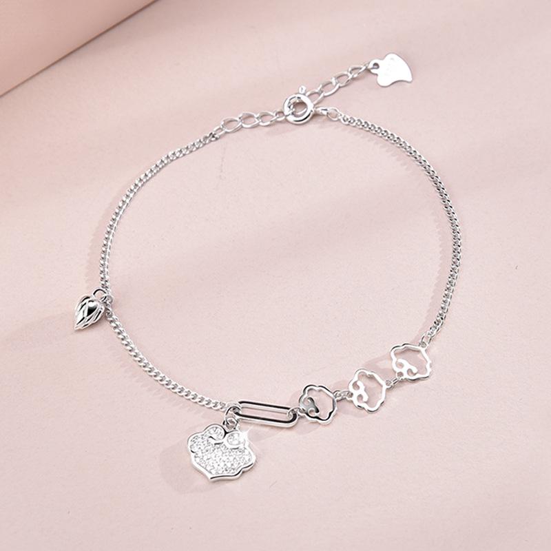 S925 Sterling Silver Ruyi Cloud Peace Lock Bracelet - Elegant Gift for Her, Perfect for Valentine s Day & Seven Stars Festival