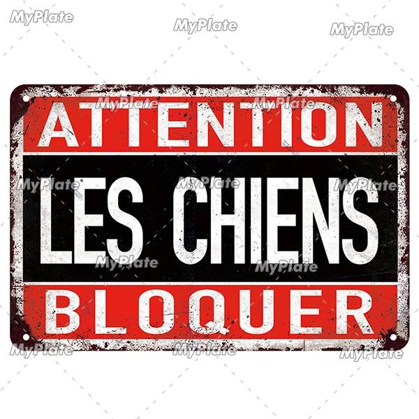 [MaPalte] Vintage French Warning Sign Metal Sign Tin Sign Decoration Plaque Home Wall Door Decor Bar Sign Home Plate Poster