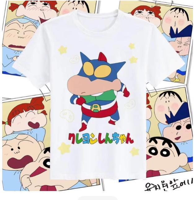 2026 Summer Comic Form Crayon Shinchan Image 100 Cotton Printed Oversize Casual Tshirt Adult Children Parentchild Top Y2k
