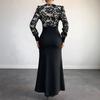 New Style Party Date Sexy Retro Style V-neck Lace Patchwork Long Sleeved Dress