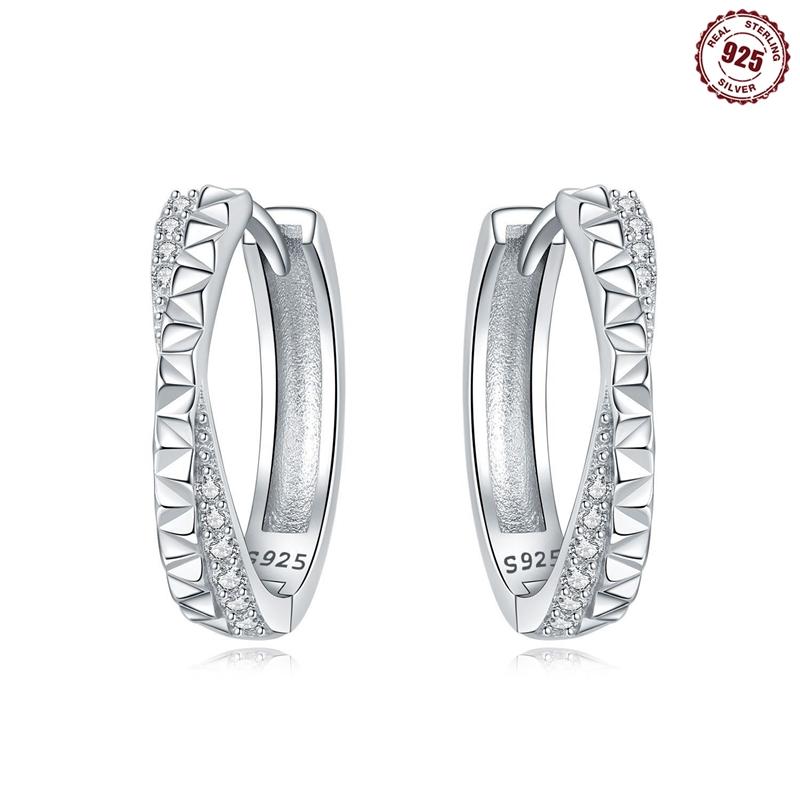 Large Double Circle Hoop Earrings with simple Style Rainbow earrings Zircon 925 Silver for Lady Gifts Fine Jewelry