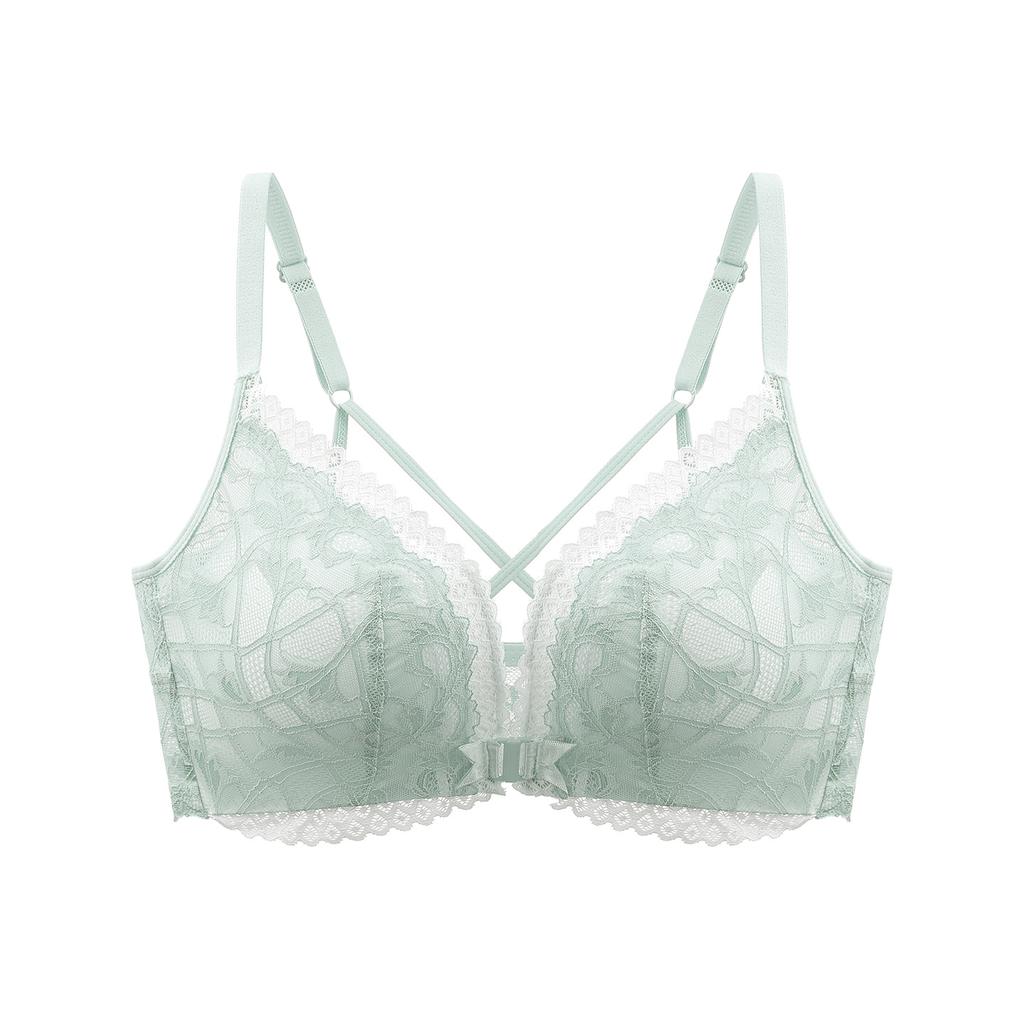 Front Button Bra Sexy Lace Gathering Bra Breast Retraction Anti-sagging Underwear Lace No Steel Ring Beautiful Back Bra