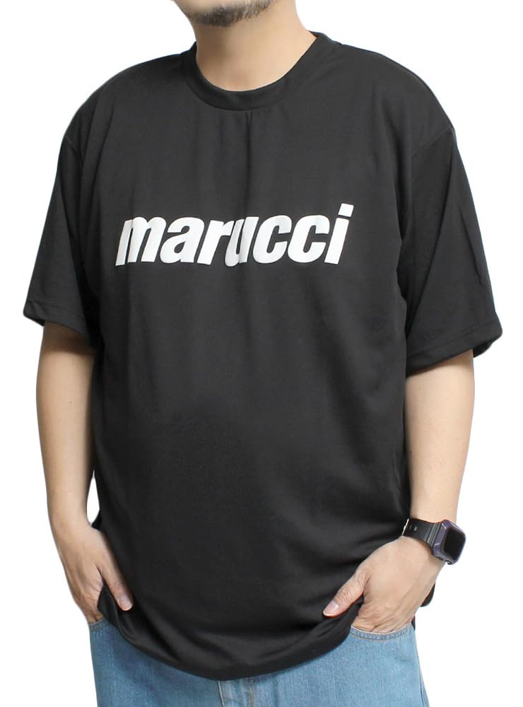 

One Colors Marucci & Victus Men s Dry Short Sleeve T-Shirt, Logo Print, Moisture-Wicking, Quick-Drying, 4.1 oz, Cut and Sewn, Black, Size 5XL
